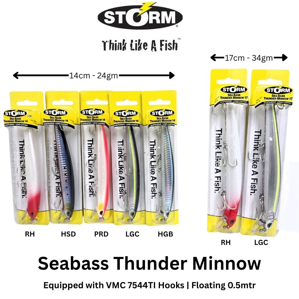 Storm Seabass Thunder Minnow Lure Size Comparison Original Packet Photo