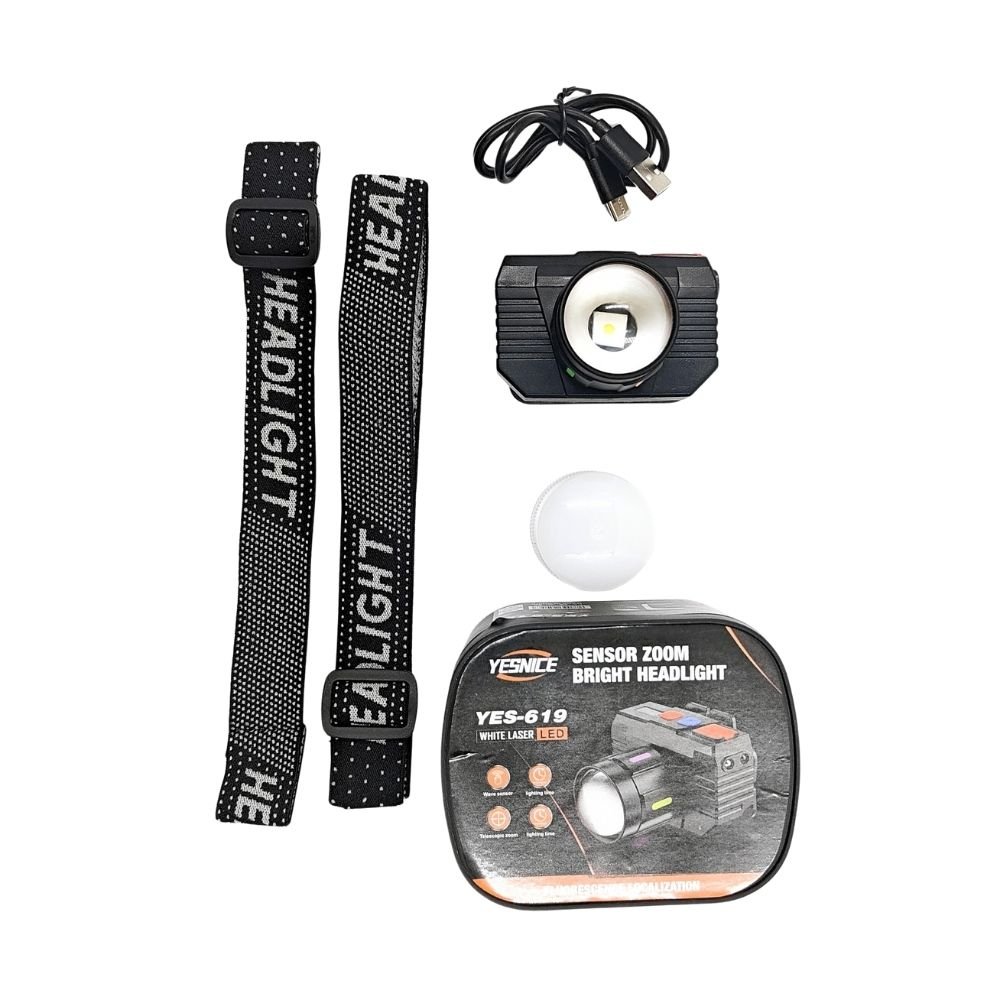 Yes-619 Zoomable Laser LED Headlamp With Wave Sensor Content Photo