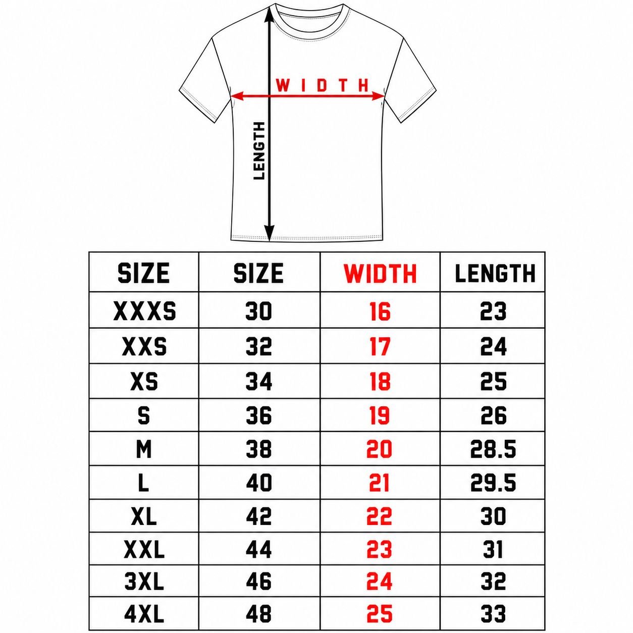 H2O Tshirt Sizing 1000x1000
